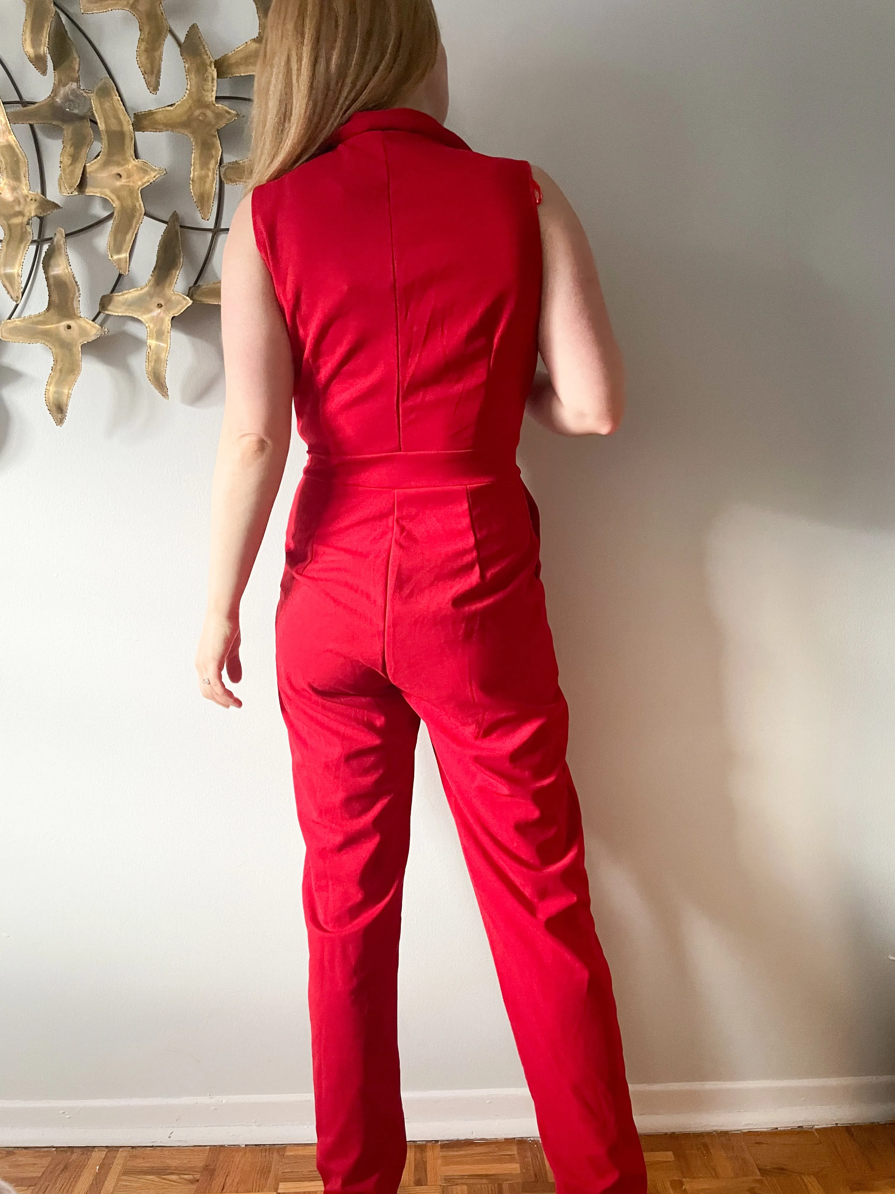 AX Paris Red Gold Button Jumpsuit NWT - Medium