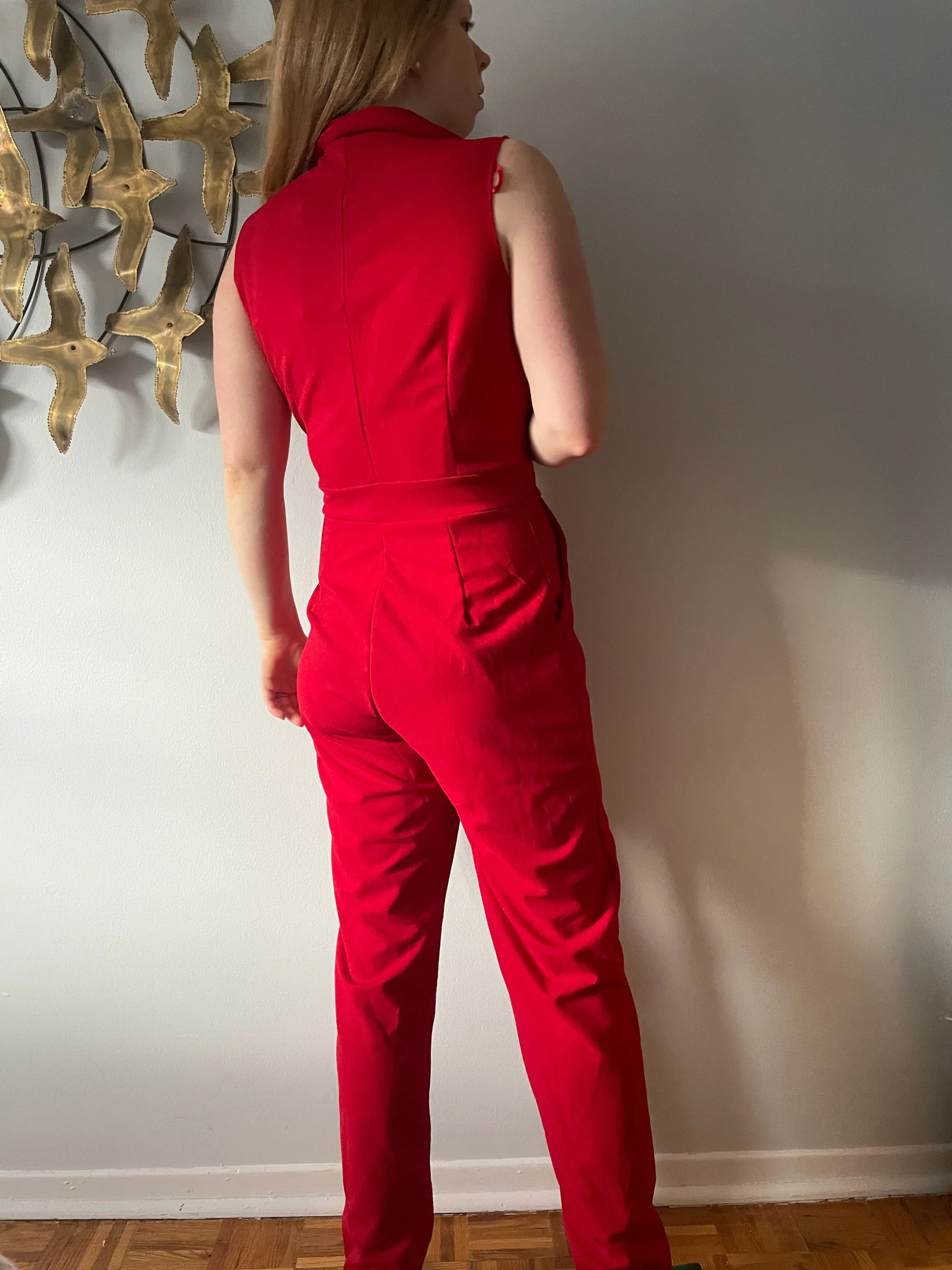 AX Paris Red Gold Button Jumpsuit NWT - Medium