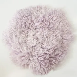 Babymoon 30CM | Round Wool Flokati Fur Blanket | Photoshoot Props | Light Purple