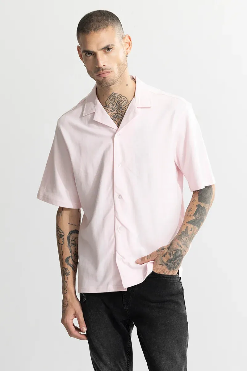 Basic Knitted Light Pink Oversized Shirt