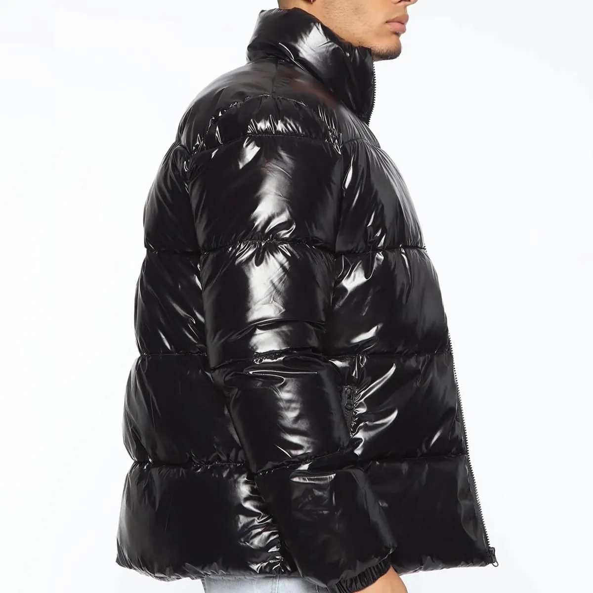 Black Puffer Jacket men's Quilted Winter coat 2024