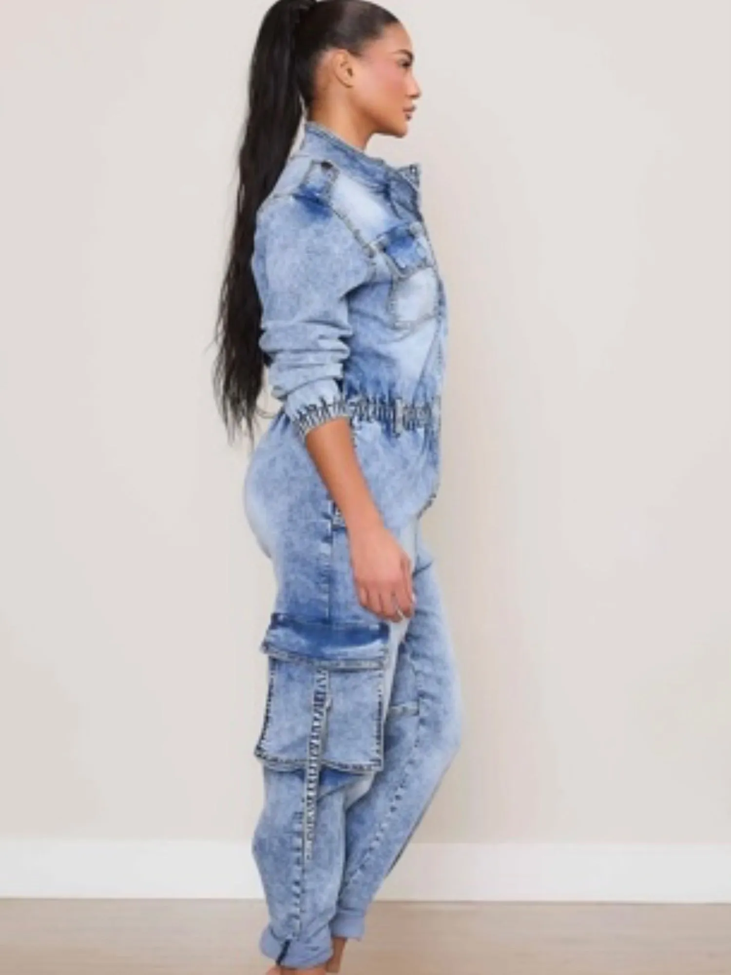 Cargo Denim Jumpsuit