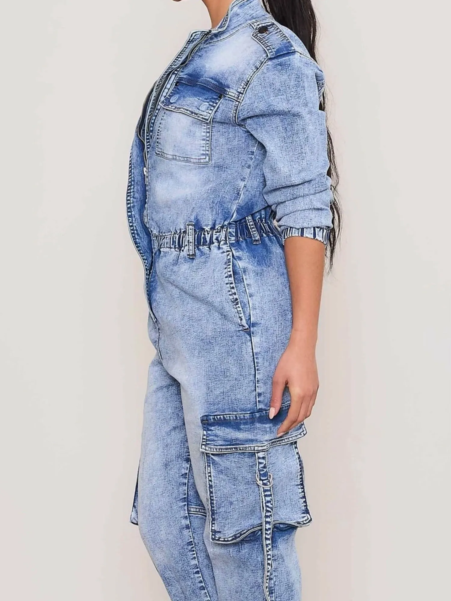 Cargo Denim Jumpsuit