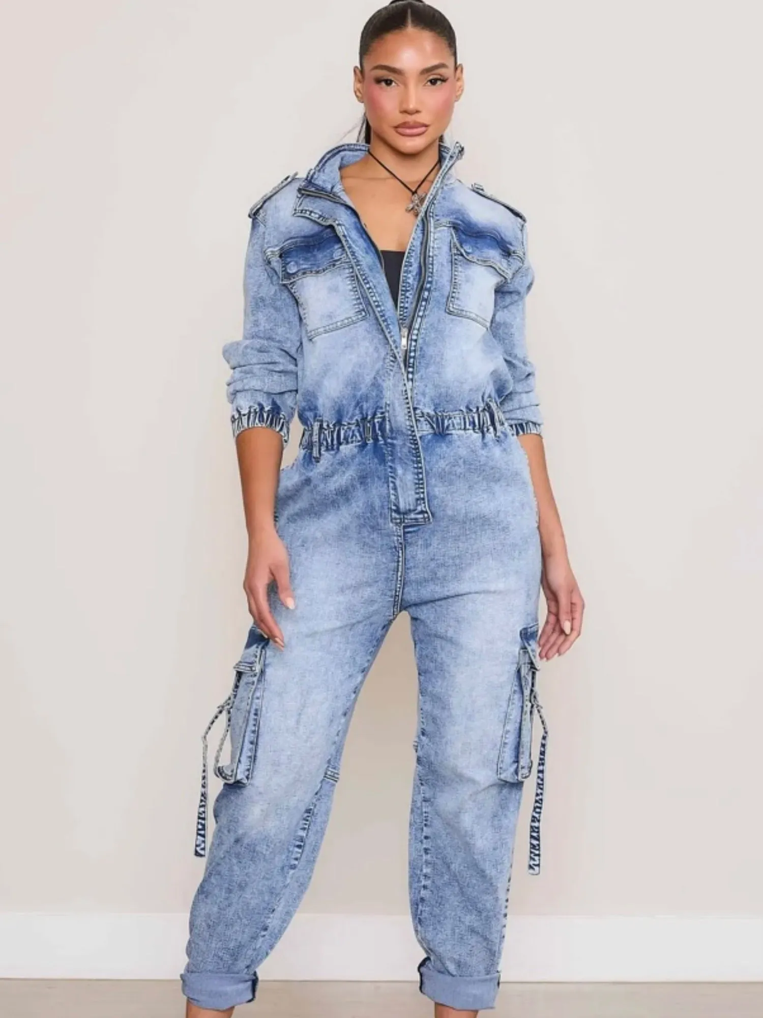 Cargo Denim Jumpsuit