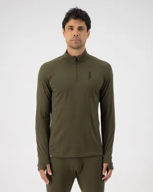 Cascade Merino Base Layer 1/4 Zip Long Sleeve - Dark Olive