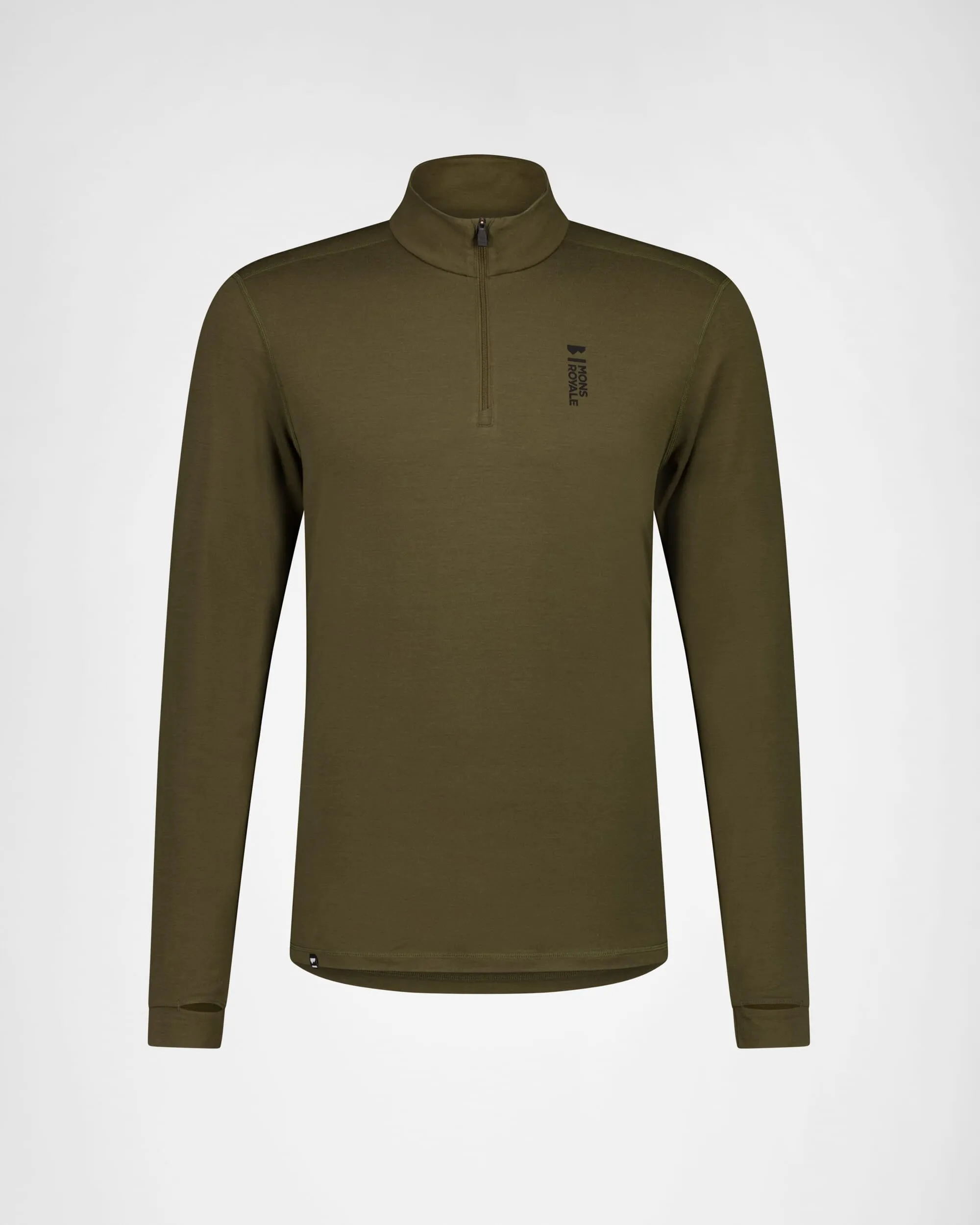 Cascade Merino Base Layer 1/4 Zip Long Sleeve - Dark Olive