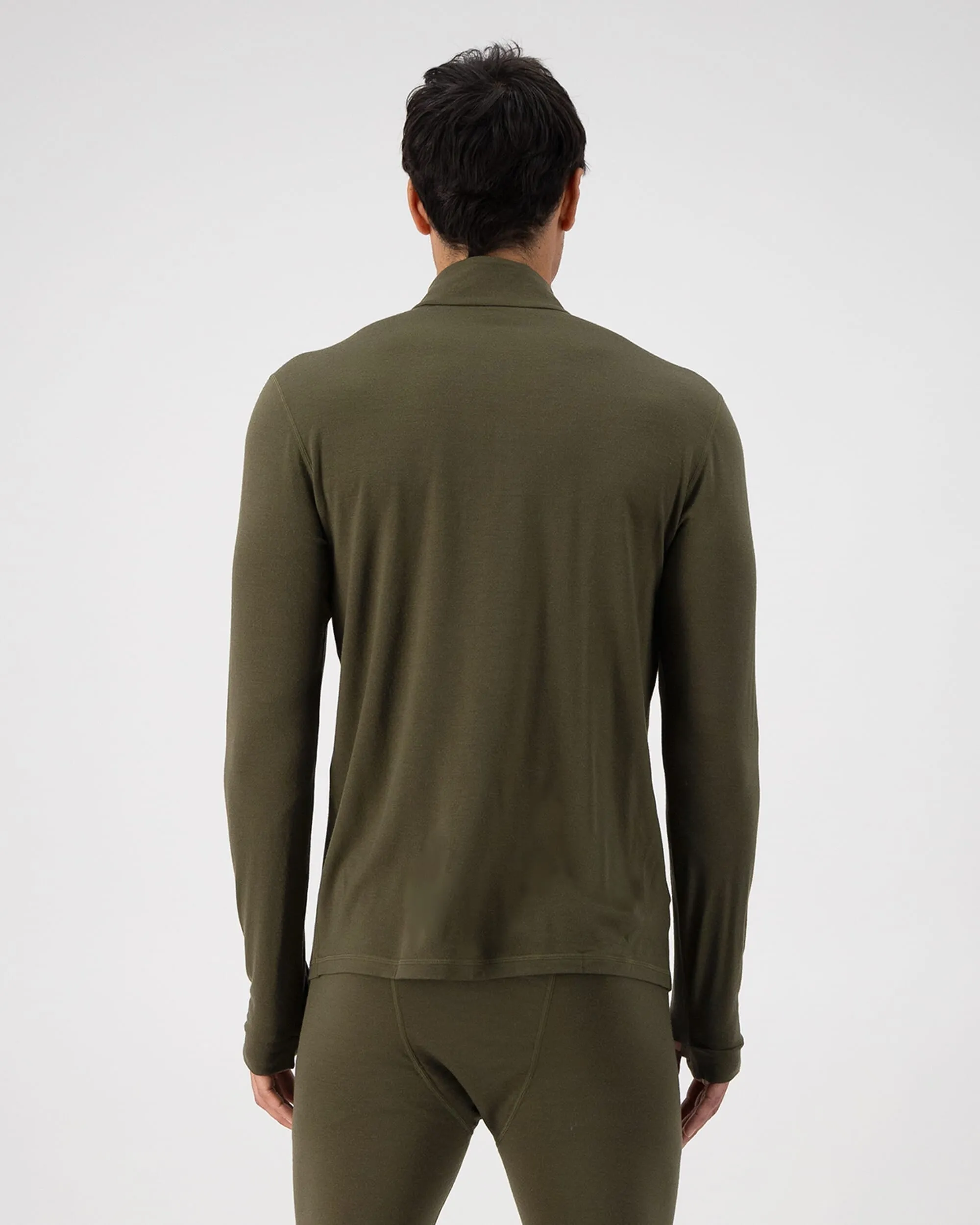 Cascade Merino Base Layer 1/4 Zip Long Sleeve - Dark Olive