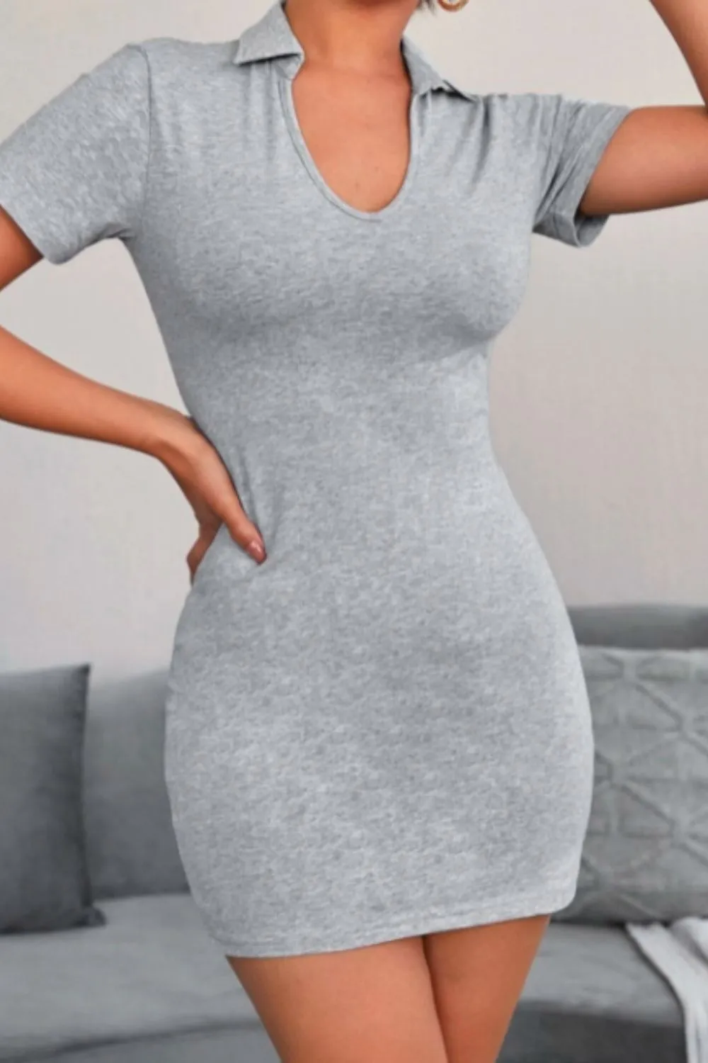 Collared Mini Bodycon Dress