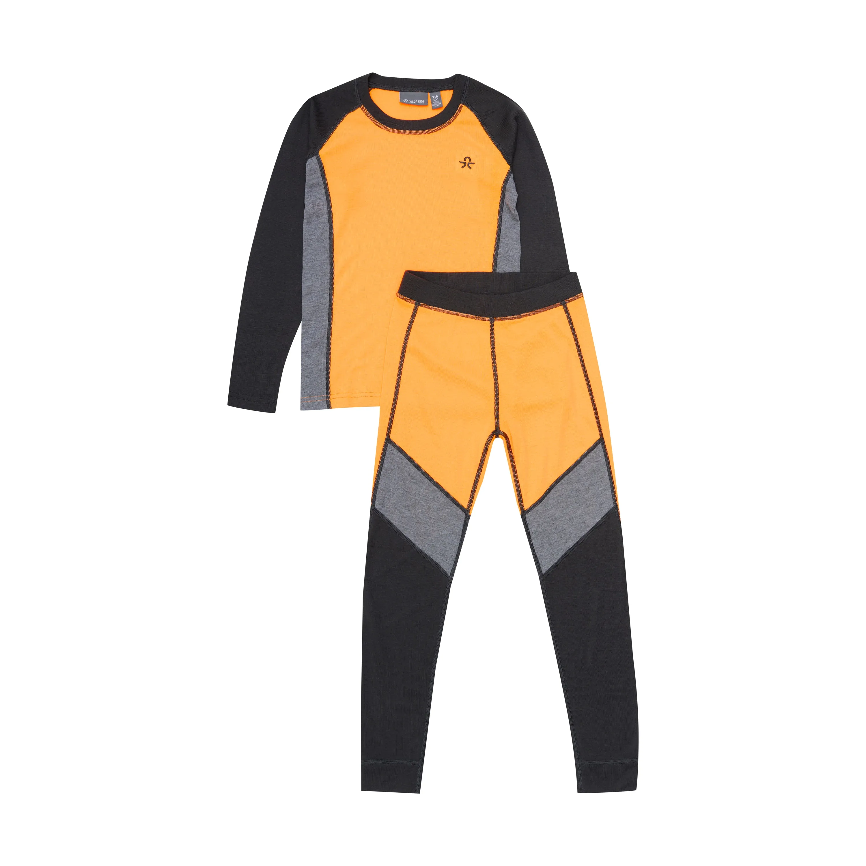 Colorblock Base Layer Ski Unders Set: Orange Pop