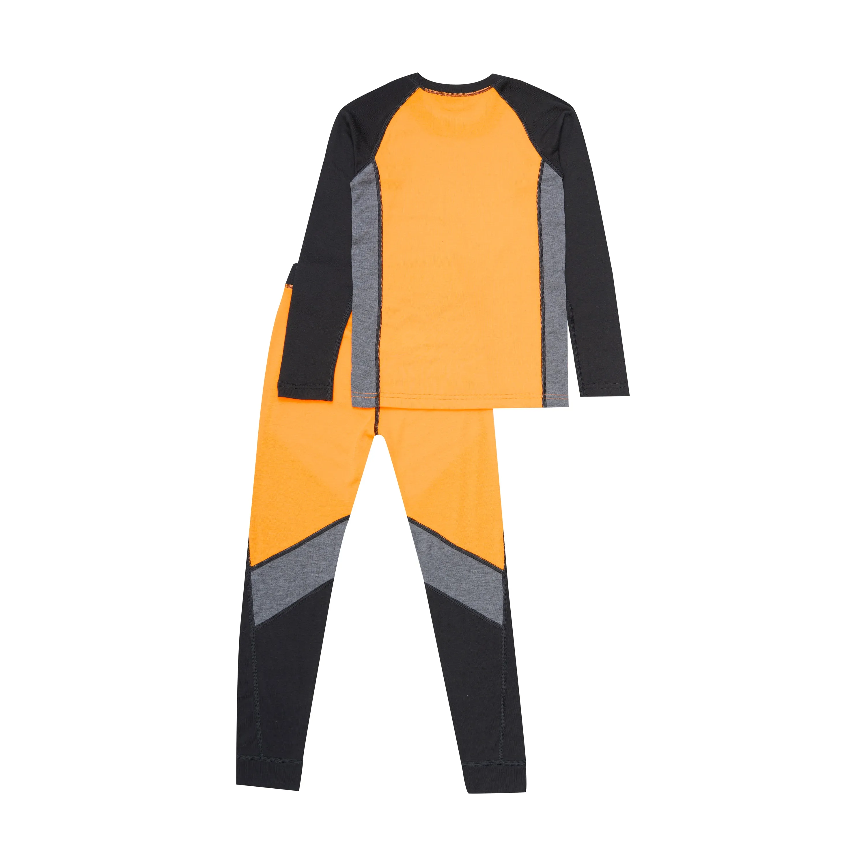 Colorblock Base Layer Ski Unders Set: Orange Pop