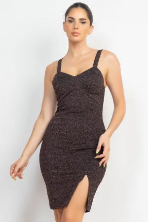 Glitter Slit Bodycon Sleeveless Dress - 3 colors