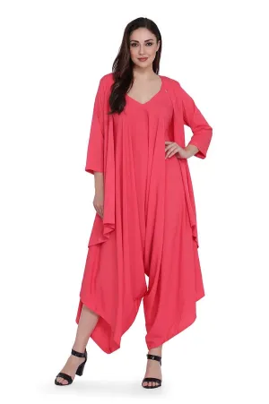 GLOW GIRL PINK DROP CROTCH JUMPSUIT