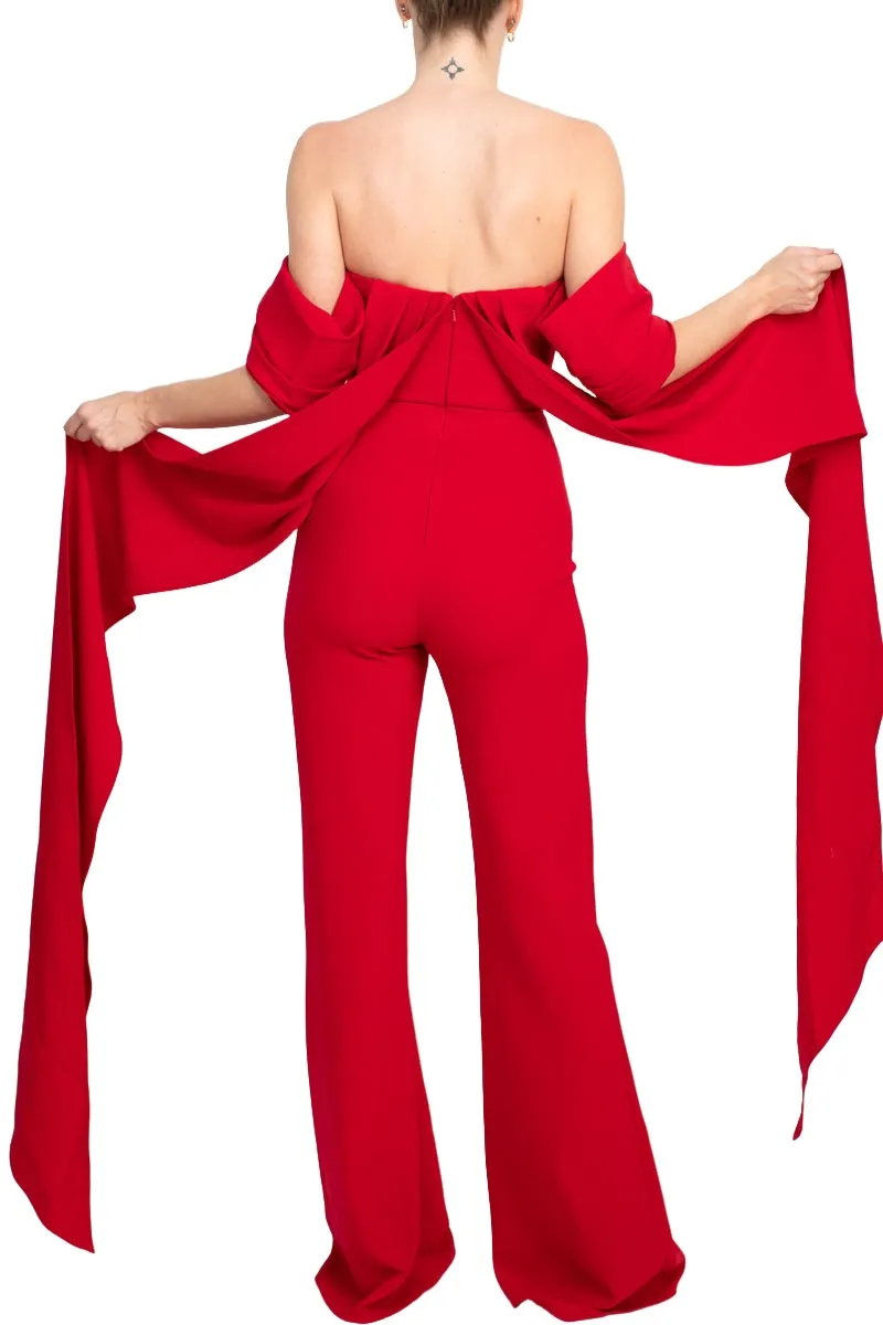 Jovani off the shoulder scuba crepe prom jumpsuit