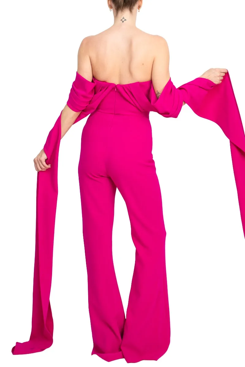 Jovani off the shoulder scuba crepe prom jumpsuit