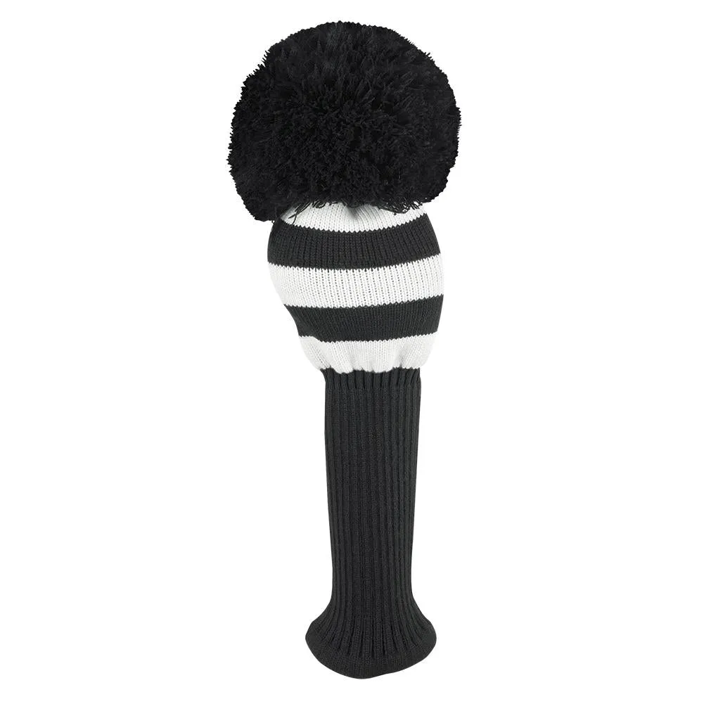 Just4Golf Driver Headcover Wide Black Stripe/White