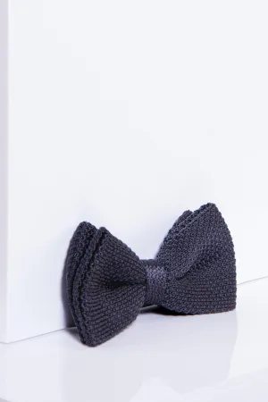 KB - Knitted Double Layer Bow Tie In Mid Grey