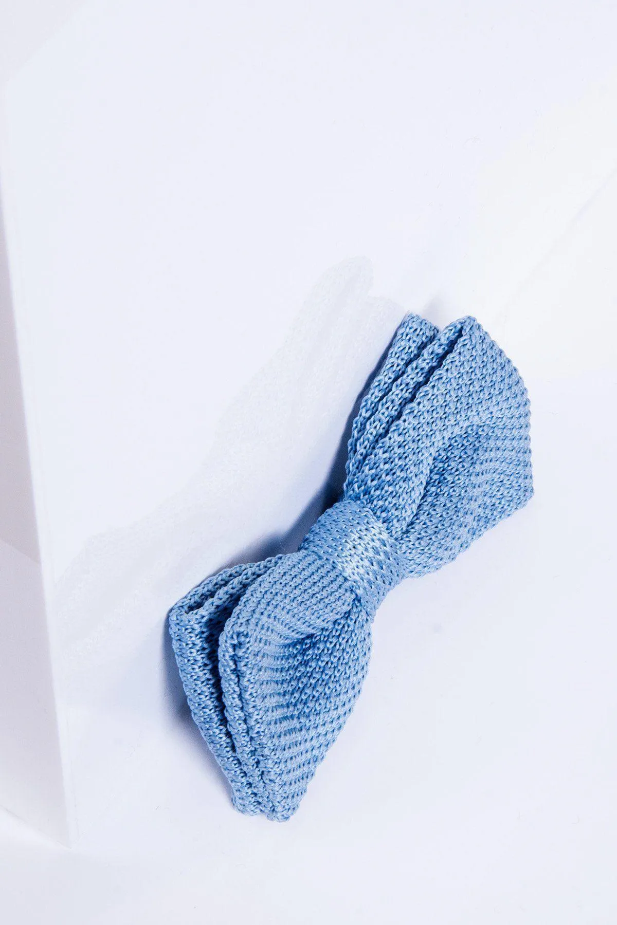 KB - Knitted Double Layer Bow Tie In Sky Blue