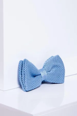 KB - Knitted Double Layer Bow Tie In Sky Blue