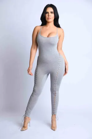 Lace Up Detailed Jumpsuit