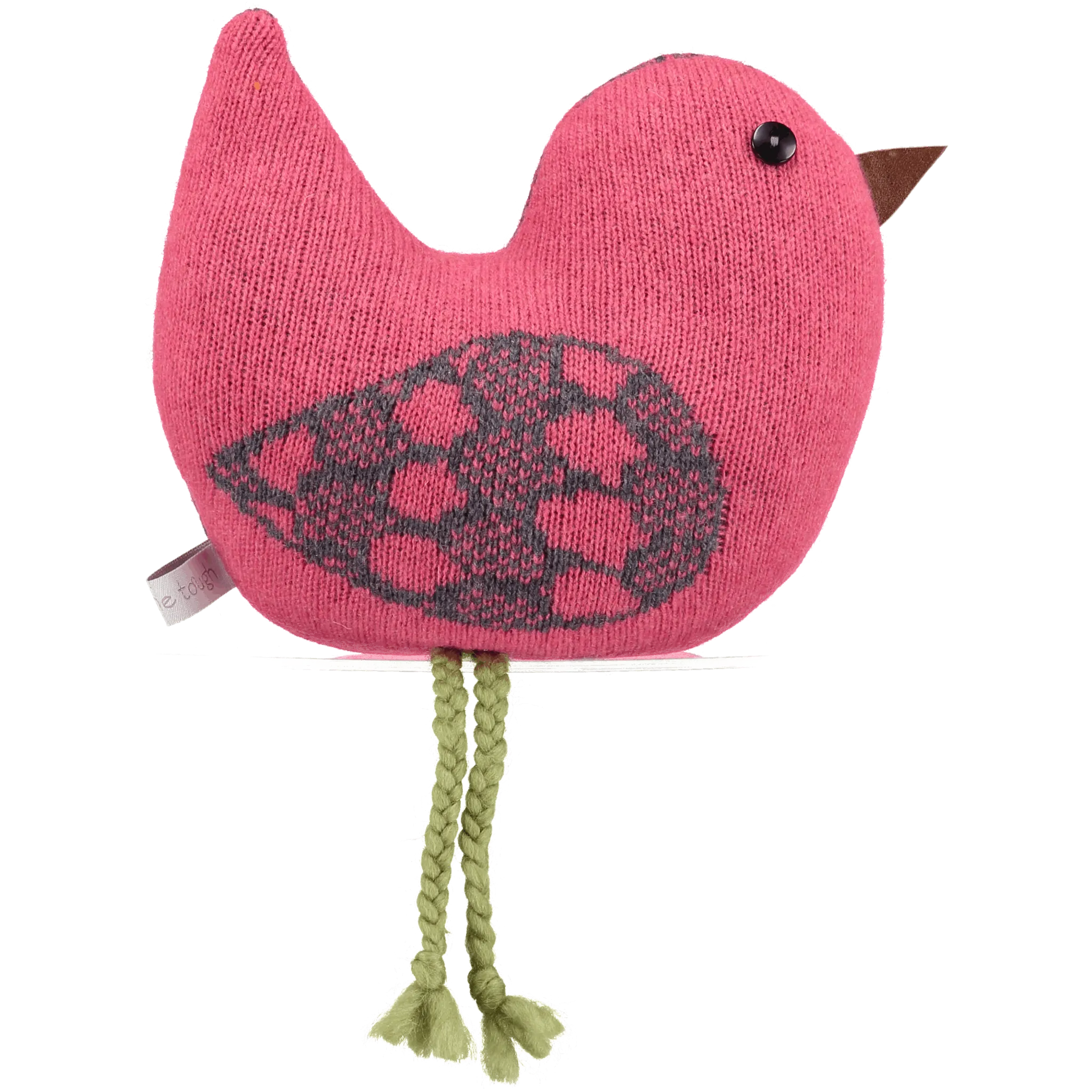 Large Knitted Feather Pink Chick With Lavender