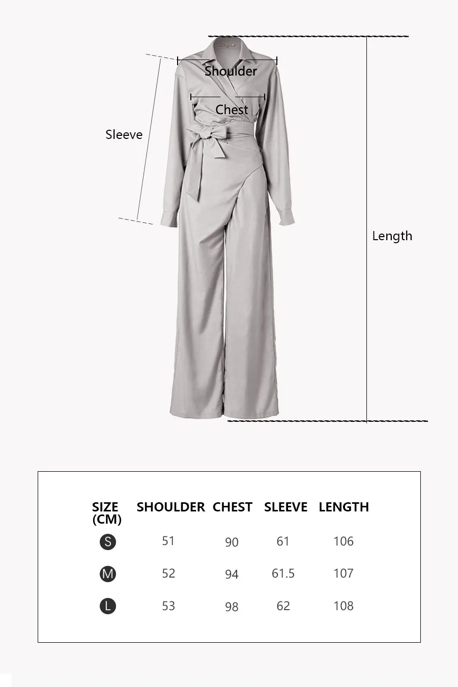 Long-sleeved wide-leg jumpsuit | Latte grey jumpsuit | Casual jumpsuit