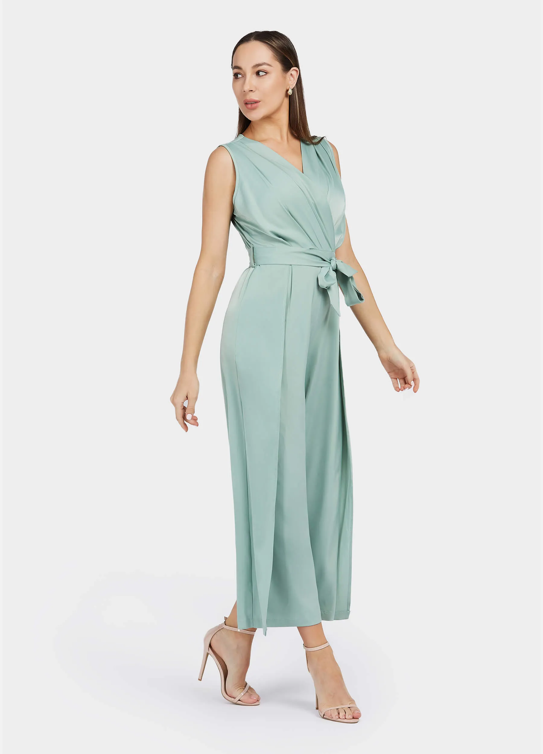 MECALA Wide Leg Jumpsuit Sleeveless Solid Color for women