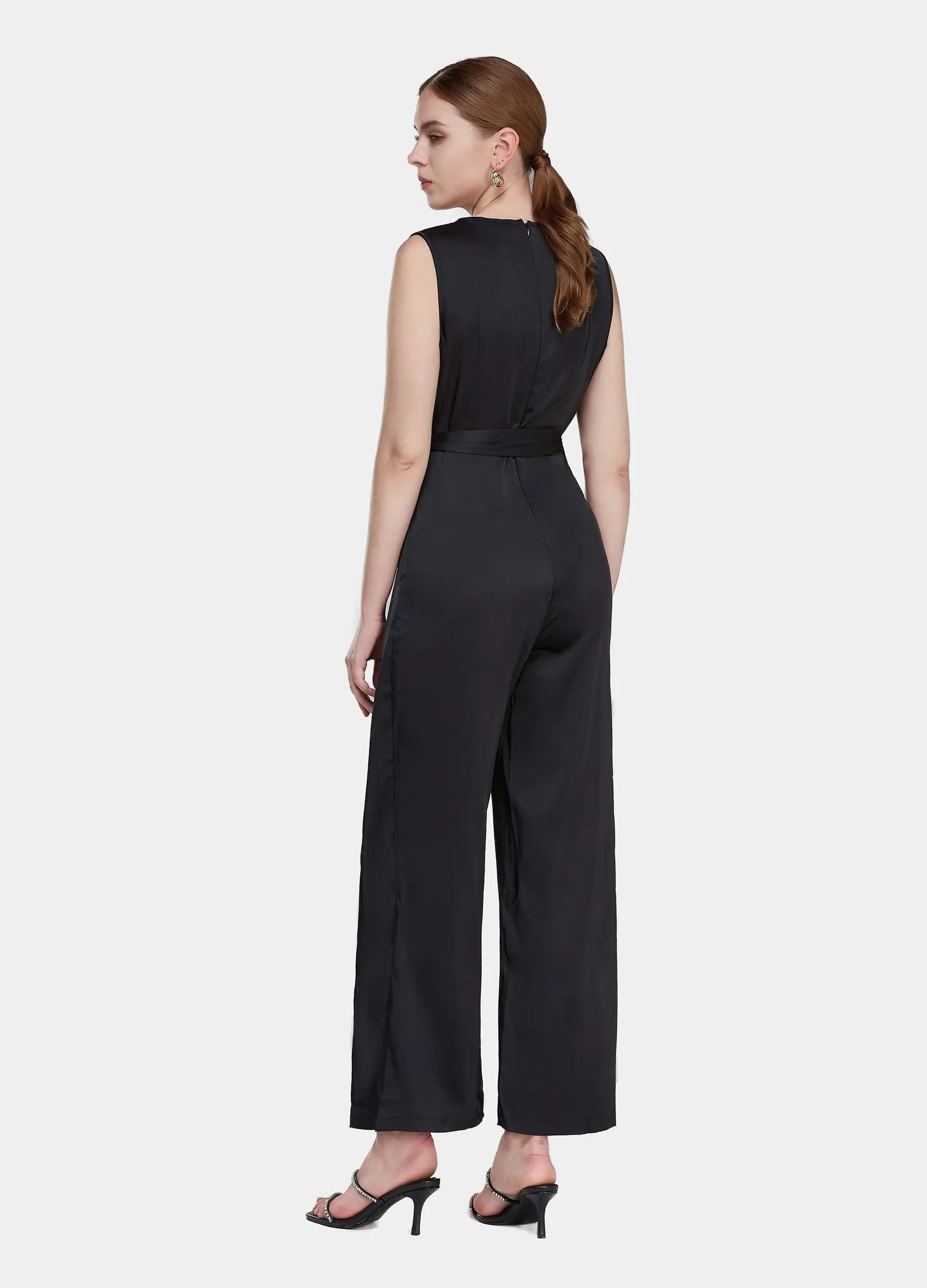 MECALA Wide Leg Jumpsuit Sleeveless Solid Color for women