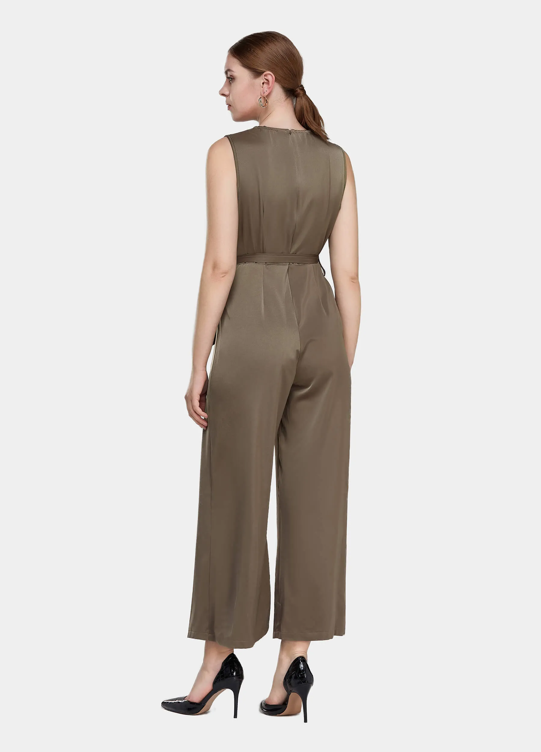 MECALA Wide Leg Jumpsuit Sleeveless Solid Color for women