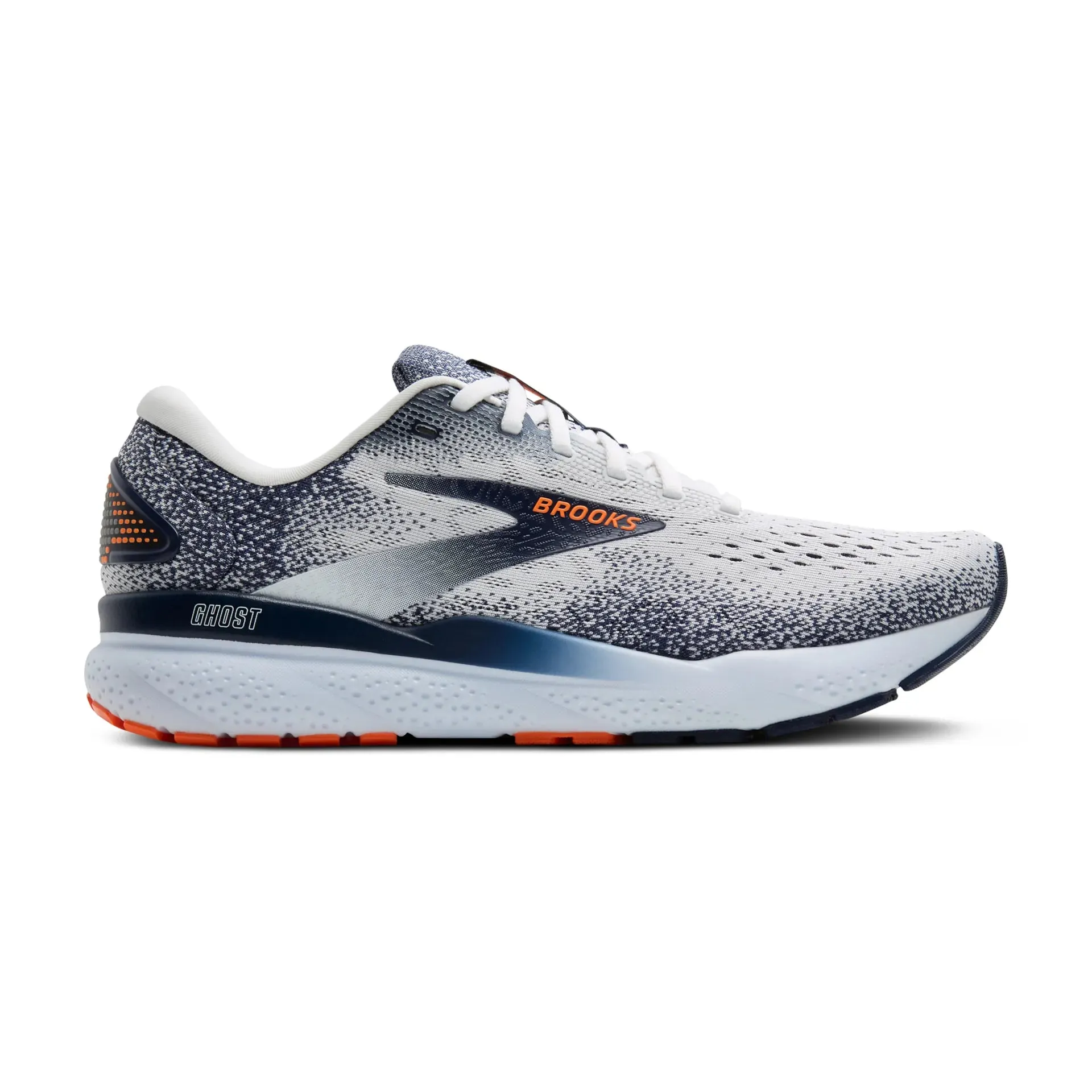 Men's Brooks Ghost 16 (White/Peacoat/Orange)