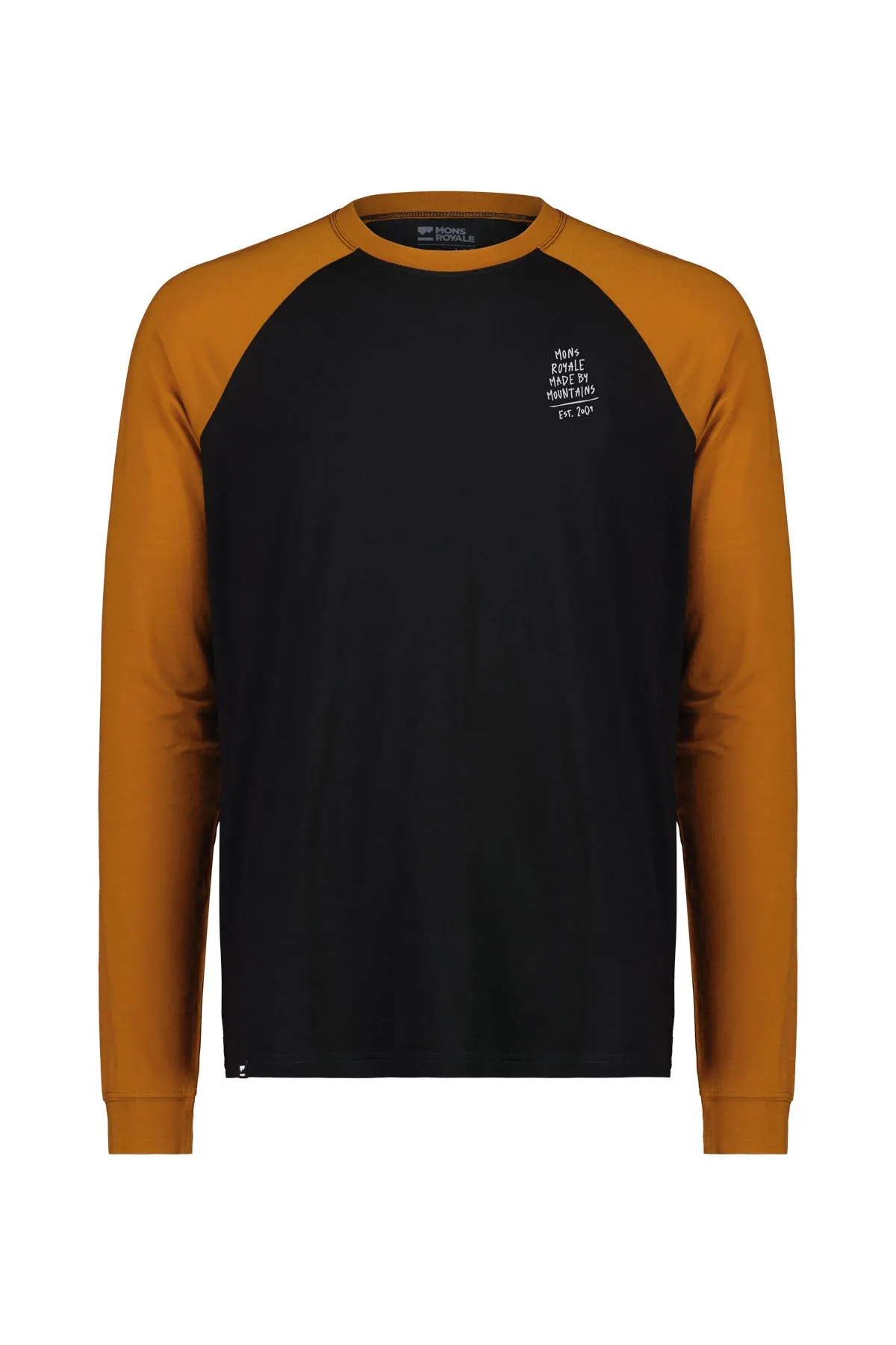 Mons Royale Icon Raglan Merino Long Sleeve Mens Graffiti Black / Copper