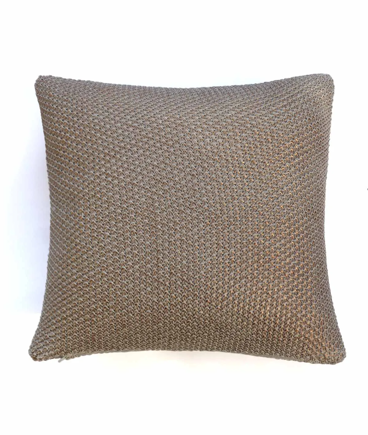 Moss Knit Foil Print Cotton Knitted Decorative Pale Whisper & Copper Color 18 x 18 Inches Cushion Cover