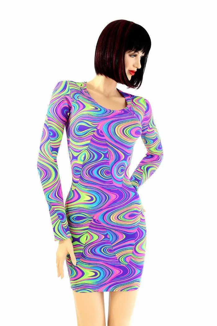 Neon Glow Worm Long Sleeve Dress