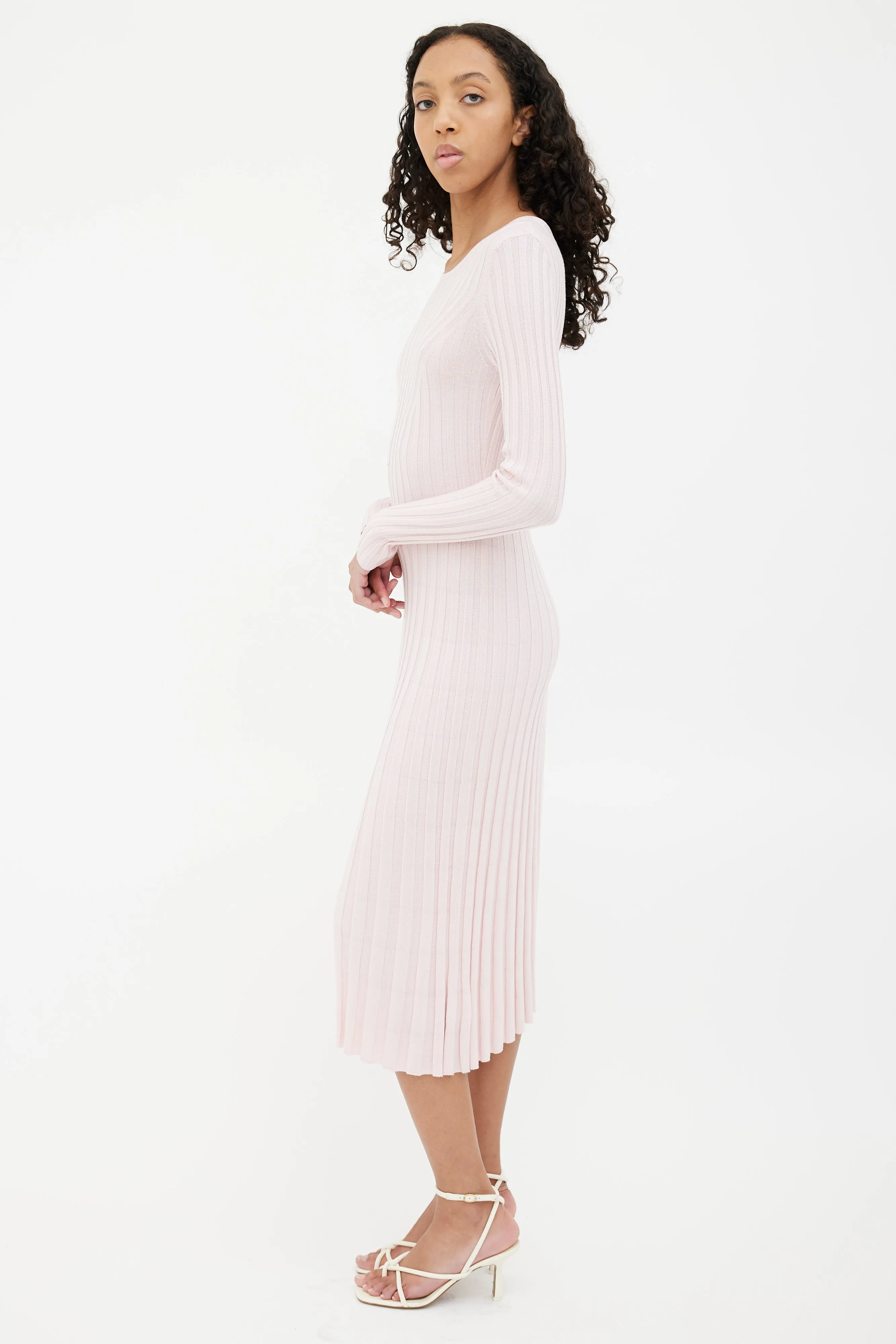 Pink Ribbed Bodycon Maxi Dress