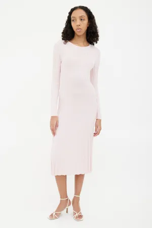 Pink Ribbed Bodycon Maxi Dress