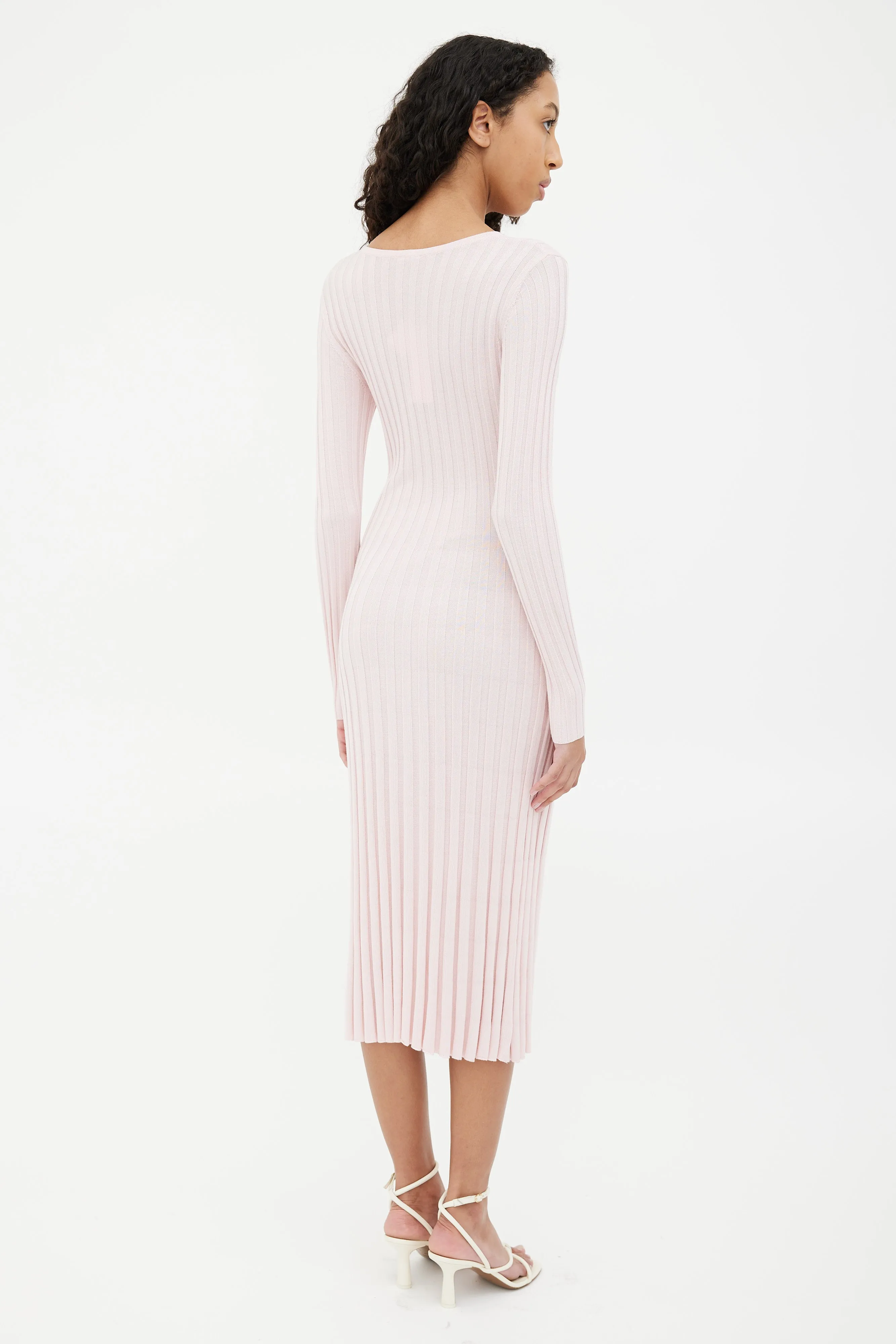 Pink Ribbed Bodycon Maxi Dress