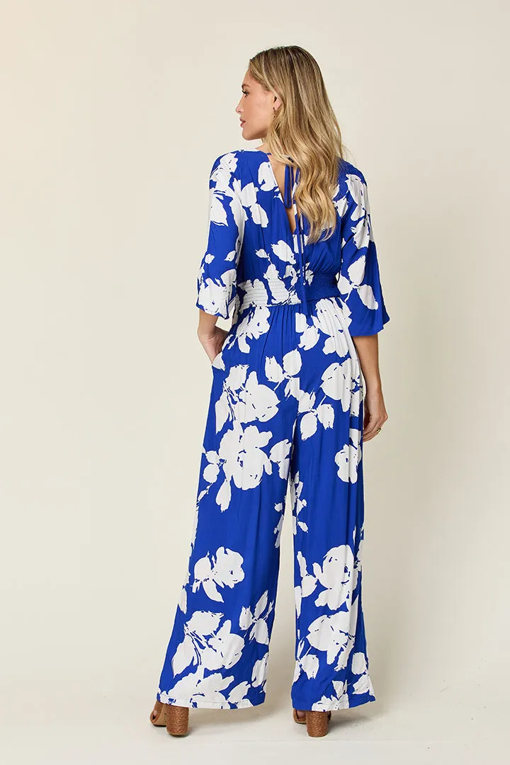 Plus Size Hawaiian Wide Leg Vacation Jumpsuit