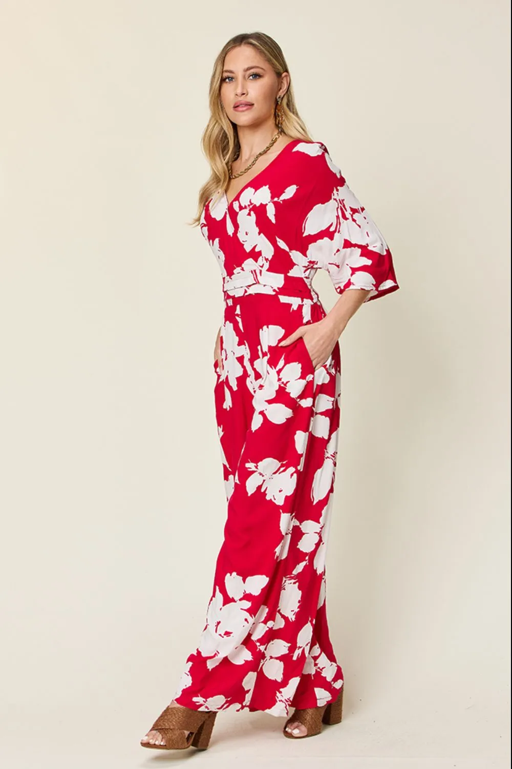 Plus Size Hawaiian Wide Leg Vacation Jumpsuit