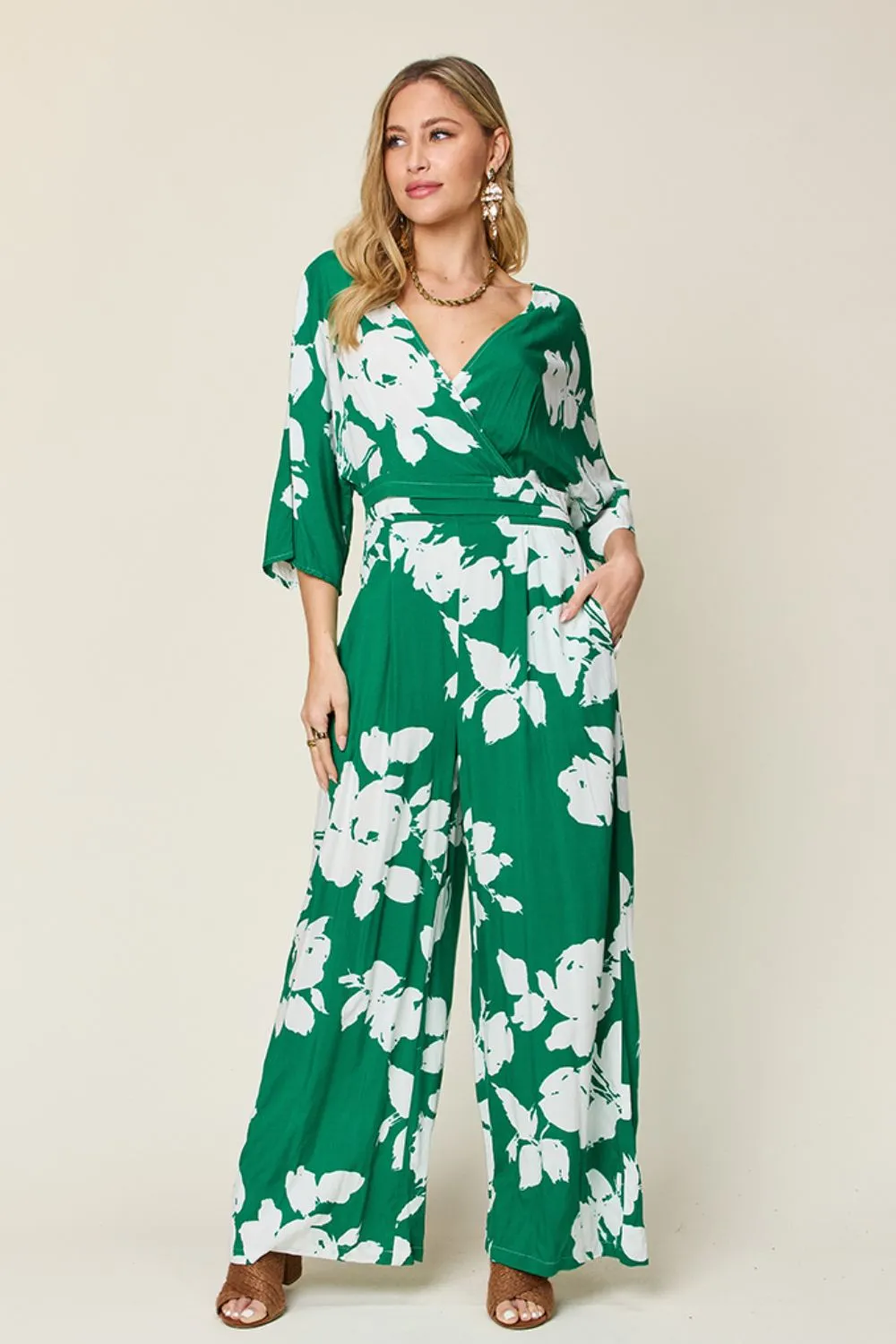 Plus Size Hawaiian Wide Leg Vacation Jumpsuit