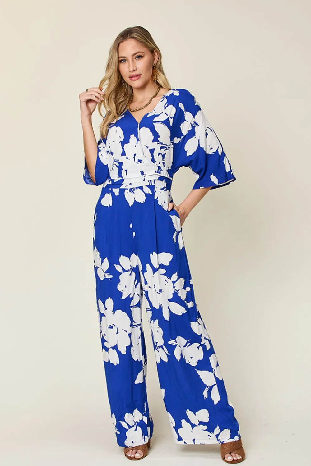 Plus Size Hawaiian Wide Leg Vacation Jumpsuit