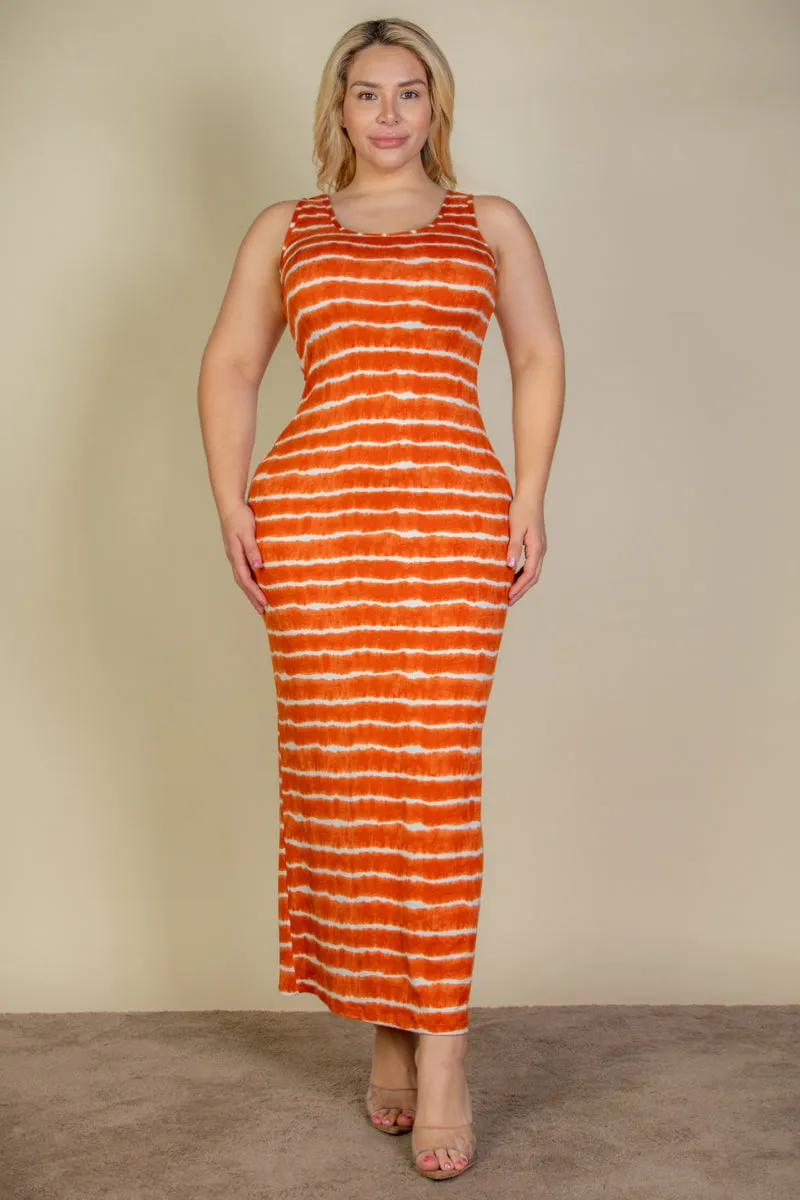 Plus Size Tie Dye Printed Tank Bodycon Maxi Dress (CAPELLA)