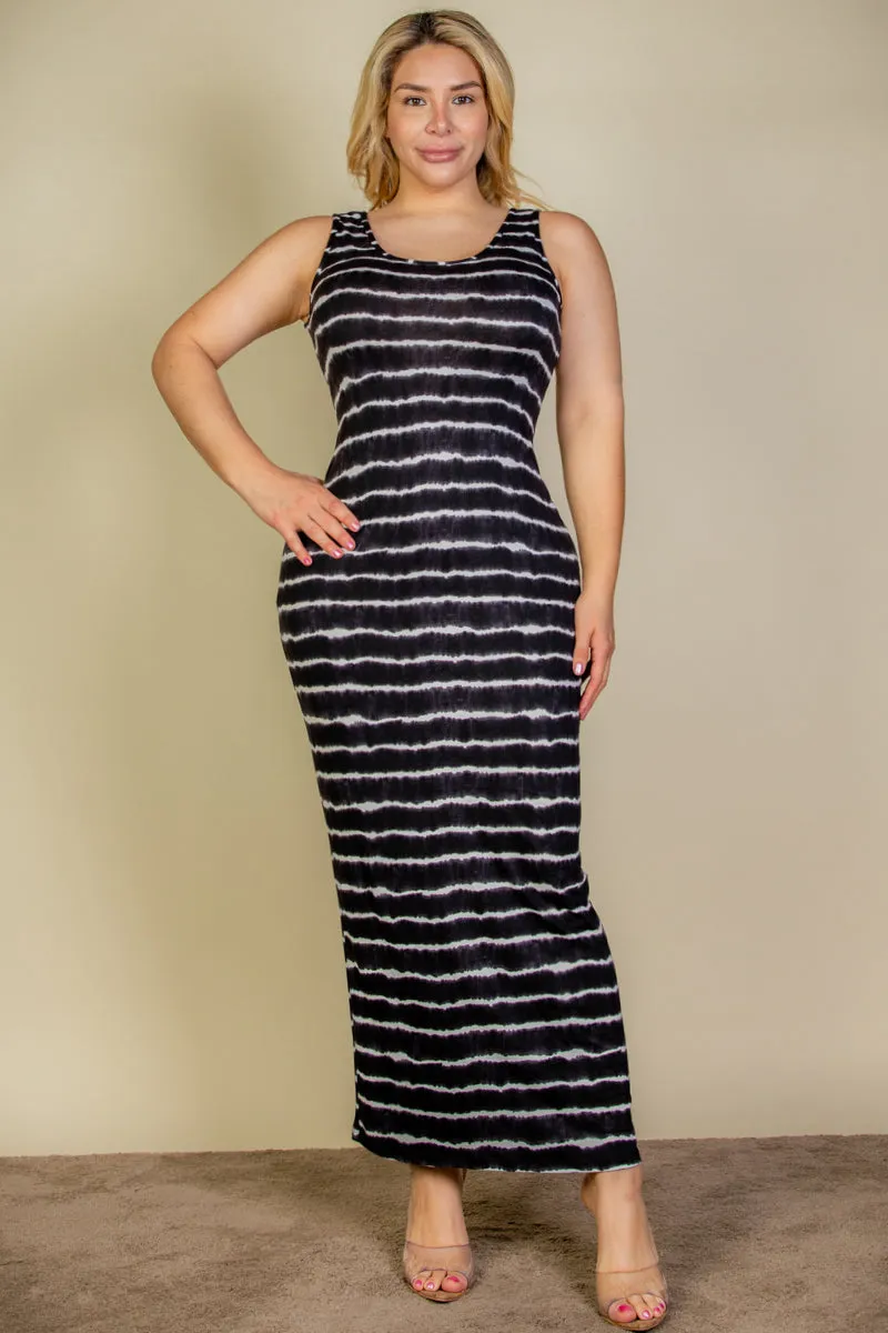 Plus Size Tie Dye Printed Tank Bodycon Maxi Dress (CAPELLA)