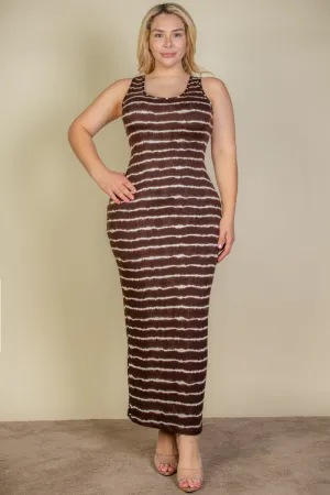 Plus Size Tie Dye Printed Tank Bodycon Maxi Dress (CAPELLA)