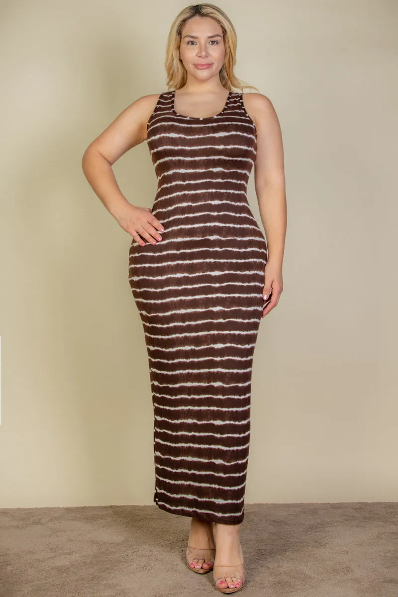 Plus Size Tie Dye Printed Tank Bodycon Maxi Dress (CAPELLA)