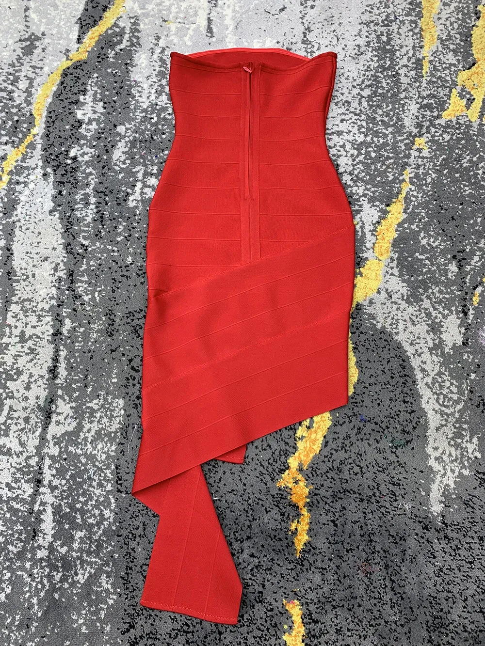 Pre Order:  Red Strapless Bodycon Backless Dress