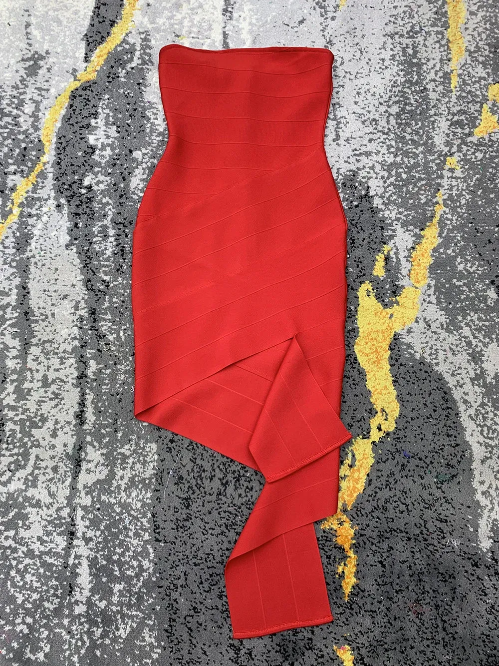 Pre Order:  Red Strapless Bodycon Backless Dress