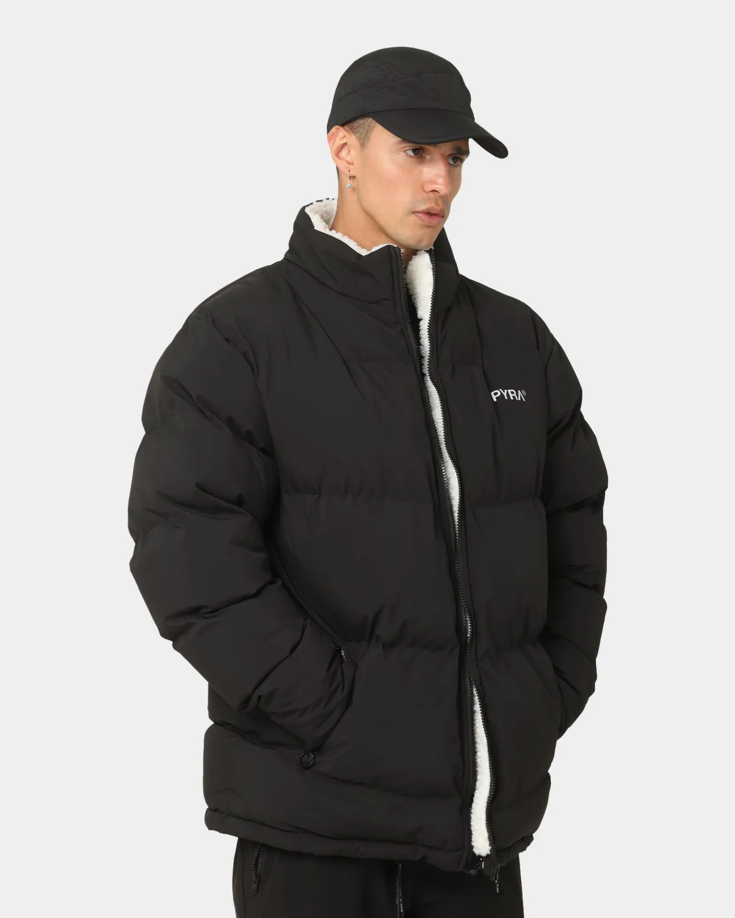 PYRA Sherpa Puffa Jacket Black/White