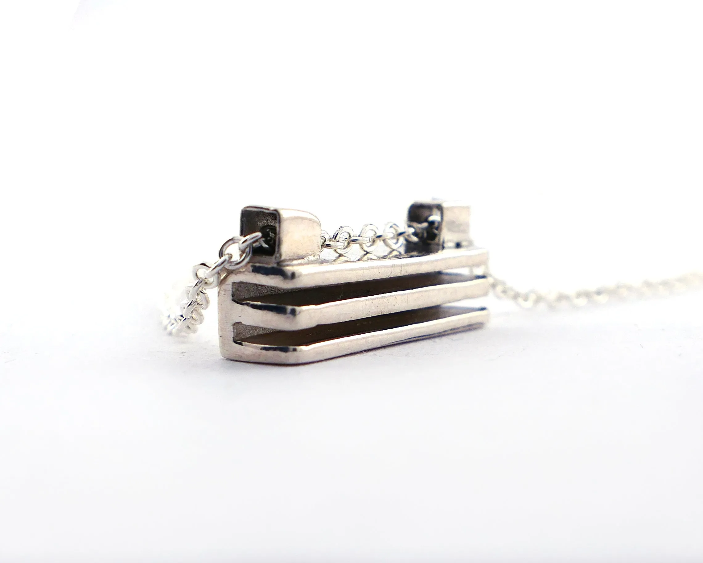 Rectangle Layer Necklace in Sterling Silver