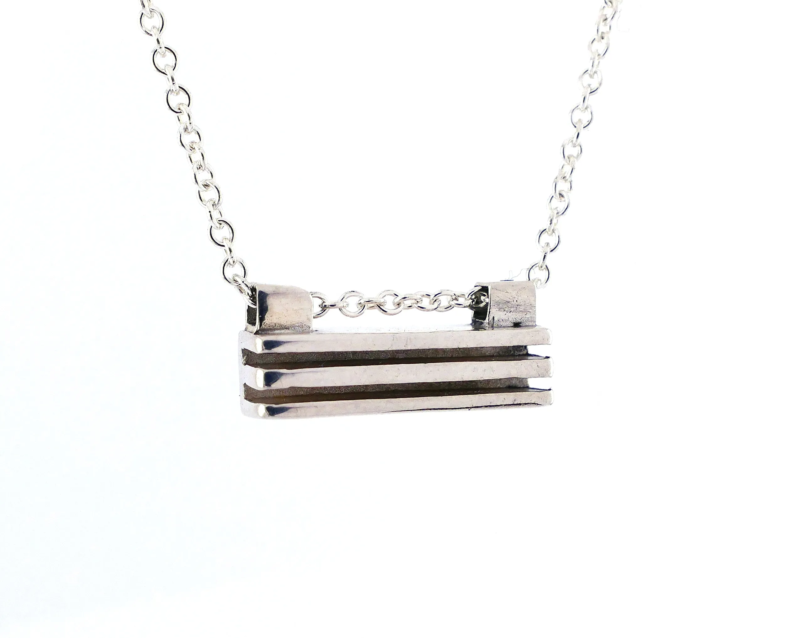 Rectangle Layer Necklace in Sterling Silver