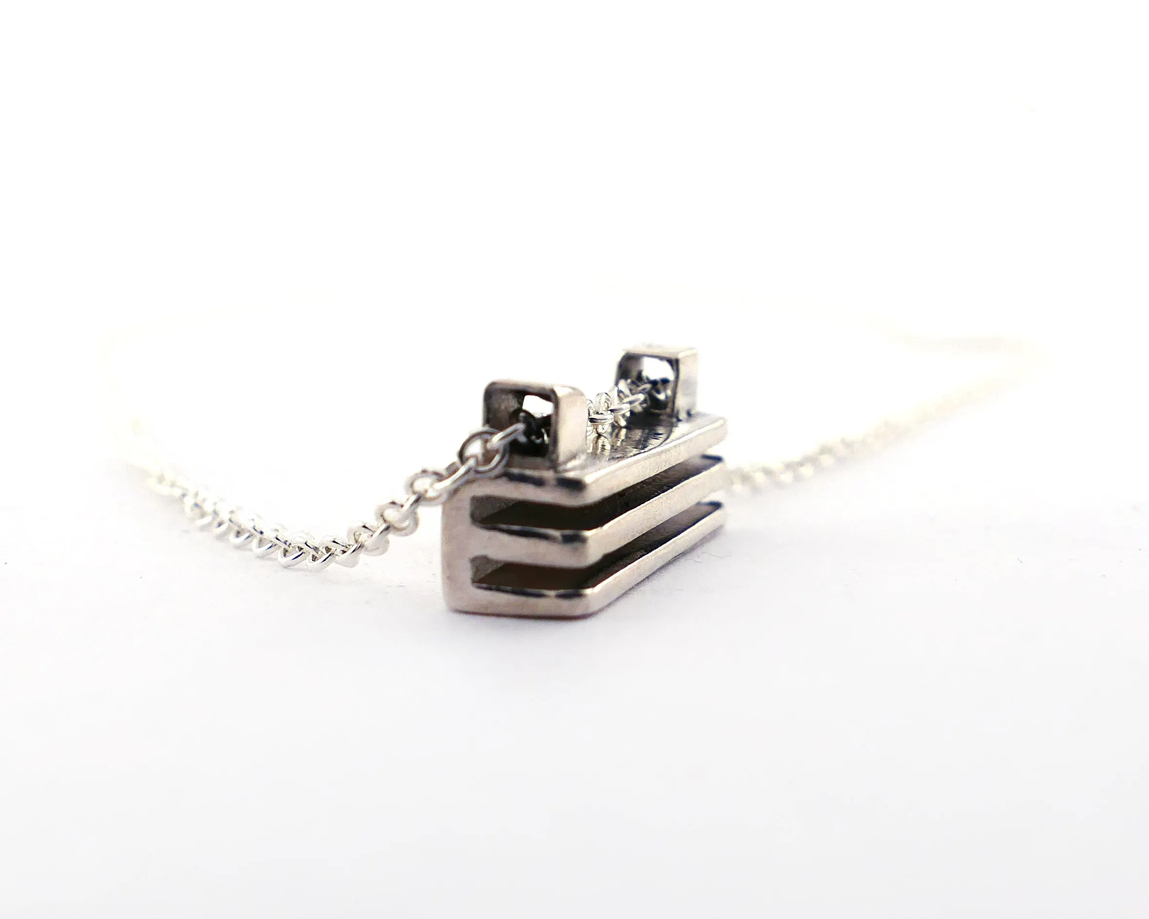 Rectangle Layer Necklace in Sterling Silver