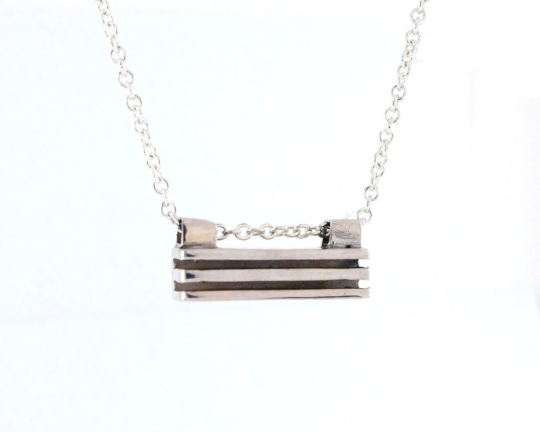 Rectangle Layer Necklace in Sterling Silver